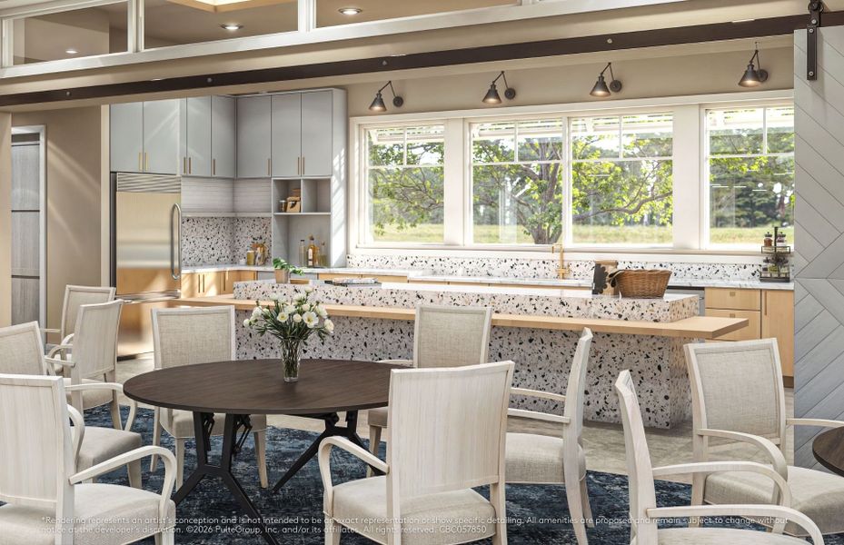 Demo kitchen in the social clubhouse, resort amenities with a lifestyle focus at BeachWalk Demo kitchen in the social clubhouse, resort amenities with a lifestyle focus at BeachWalk