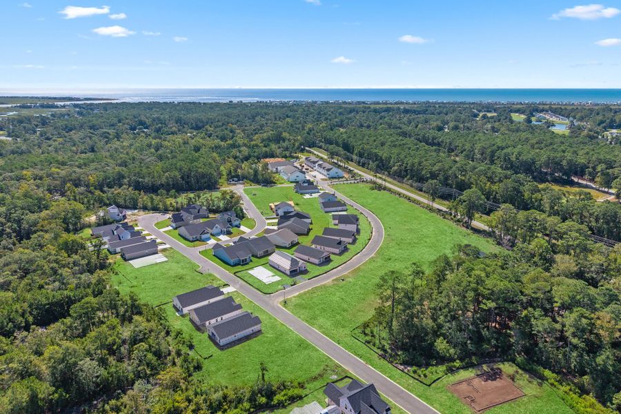 Aerial view of the Creekview Landing community in Shallotte, NC, showing layout and nearby surroundings (Image 11).