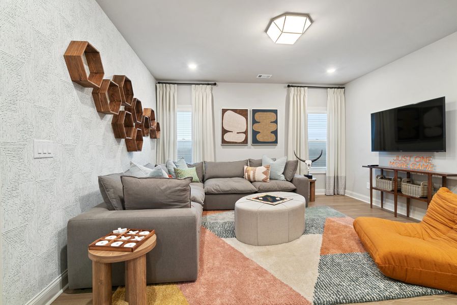 Furnished interior in a model home at Palisades in Cumming (Image 23).