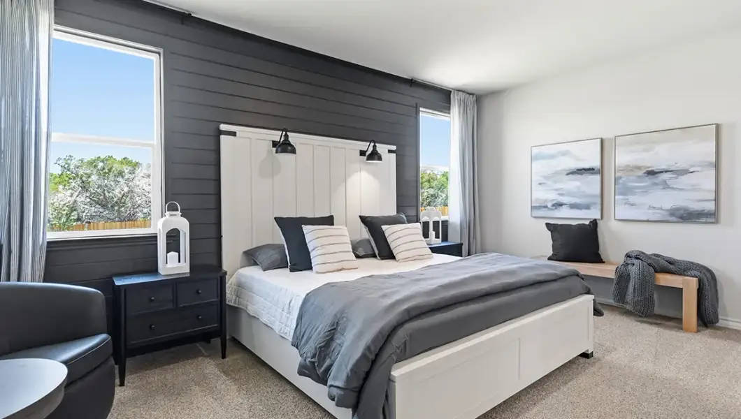 Furnished interior in a model home at The Woodlands at Medina Hills in Mico (Image 8).