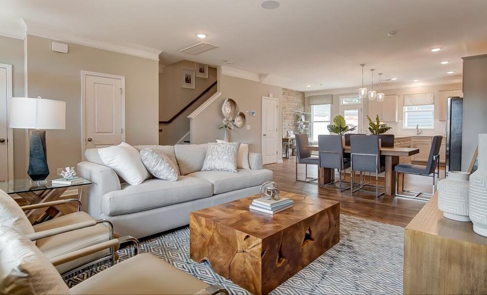 Furnished interior in a model home at Bryton Crossing Townhomes in Huntersville (Image 16). Furnished interior in a model home at Bryton Crossing Townhomes in Huntersville (Image 16).