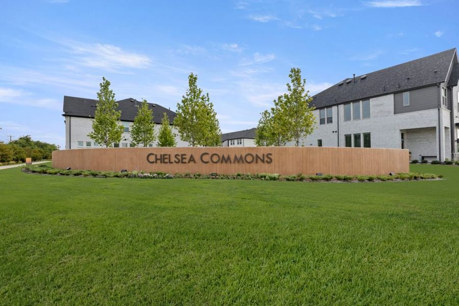 Entrance to the Chelsea Commons community in Allen, TX, featuring signage and landscaping (Image 15). Entrance to the Chelsea Commons community in Allen, TX, featuring signage and landscaping (Image 15).
