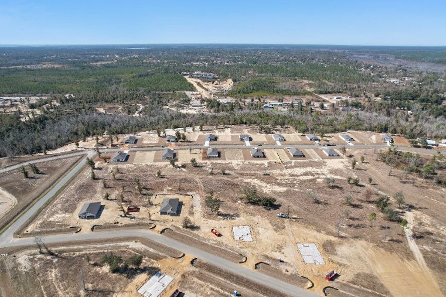 A large area with many buildings.