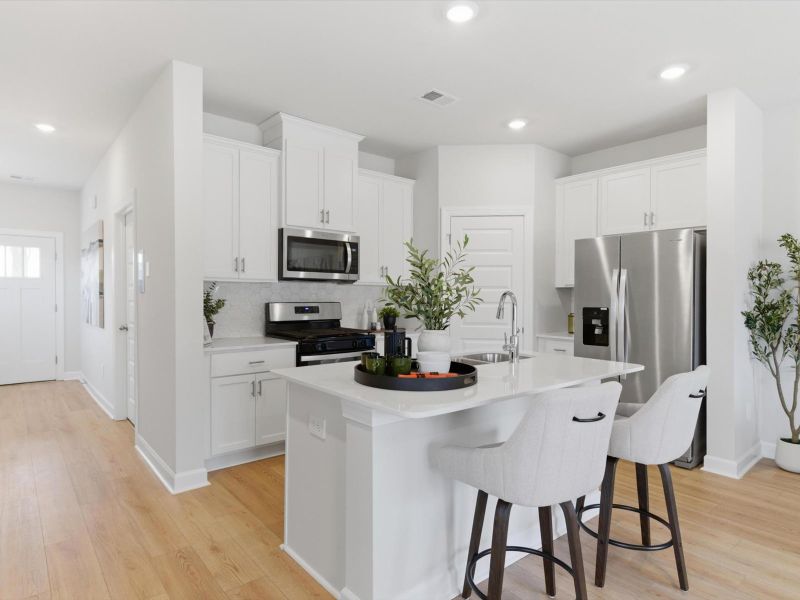 Furnished interior in a model home at Crossing at Abner Creek Townes in Greer (Image 6). Furnished interior in a model home at Crossing at Abner Creek Townes in Greer (Image 6).