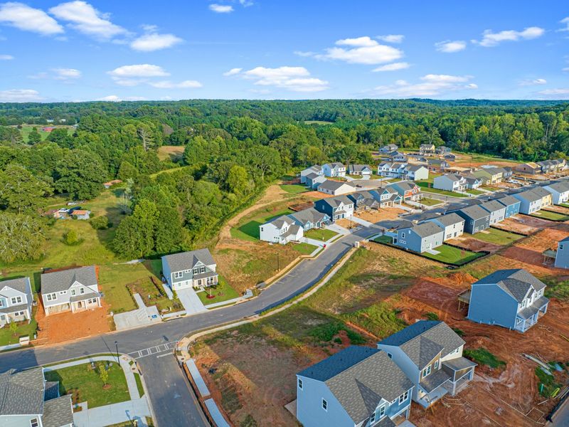 Aerial view of the Crossvine Estates community in Hoschton, GA, showing layout and nearby surroundings (Image 14).