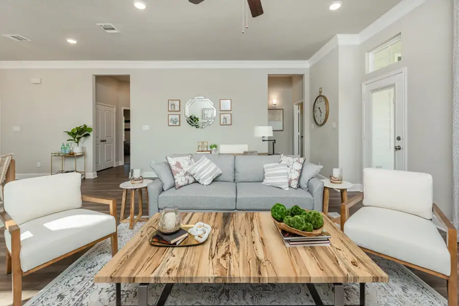 Furnished interior in a model home at The Executive Collection at Yaupon Trails in Bryan (Image 8). Furnished interior in a model home at The Executive Collection at Yaupon Trails in Bryan (Image 8).