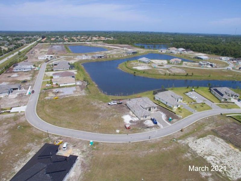 Aerial view of the Bent Pine Preserve community in Vero Beach, FL, showing layout and nearby surroundings (Image 41).