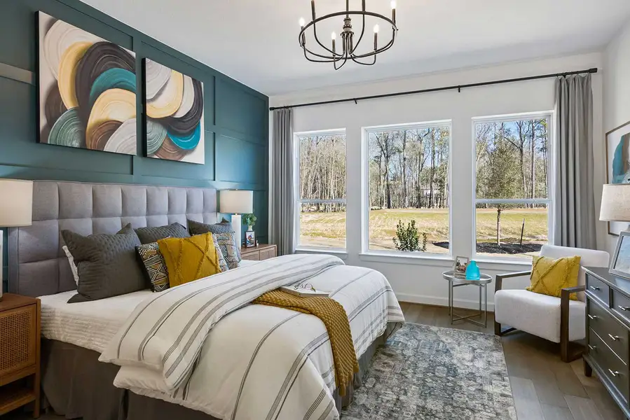 Furnished interior in a model home at The Highlands 45' - Encore Collection in Porter (Image 9).