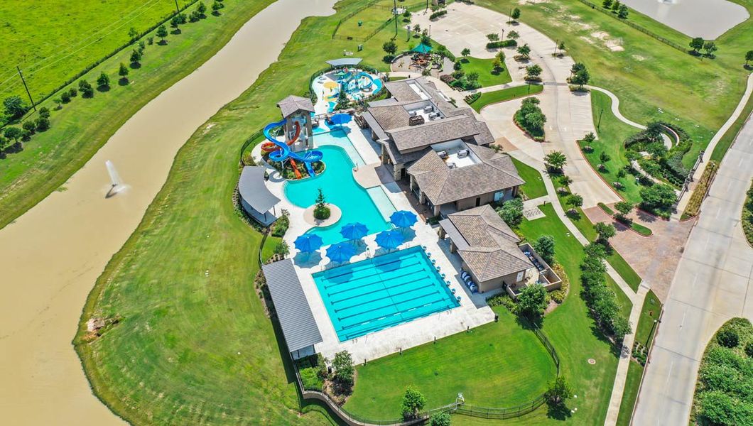Aerial view of the Tamarron community in Brookshire, TX, showing layout and nearby surroundings (Image 9). Aerial view of the Tamarron community in Brookshire, TX, showing layout and nearby surroundings (Image 9).