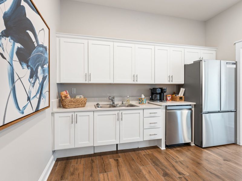 Community Clubhouse Kitchen at Martin Springs in Atlanta, GA.