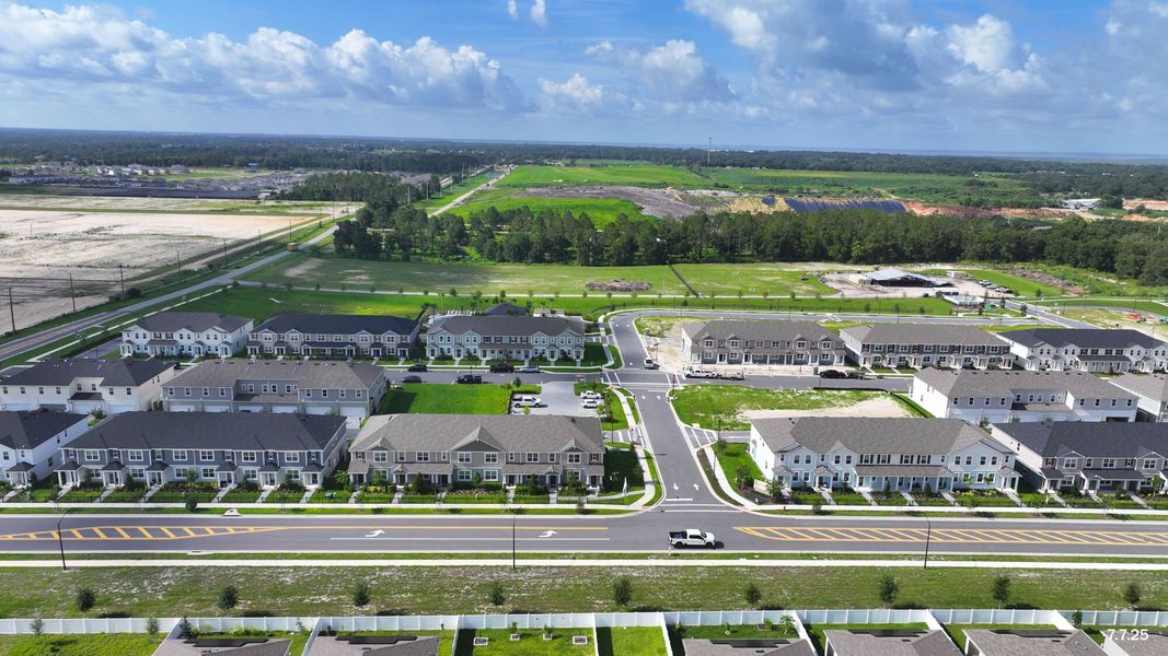 Aerial view of the Gardenia Reserve community in Apopka, FL, showing layout and nearby surroundings (Image 17). Aerial view of the Gardenia Reserve community in Apopka, FL, showing layout and nearby surroundings (Image 17).