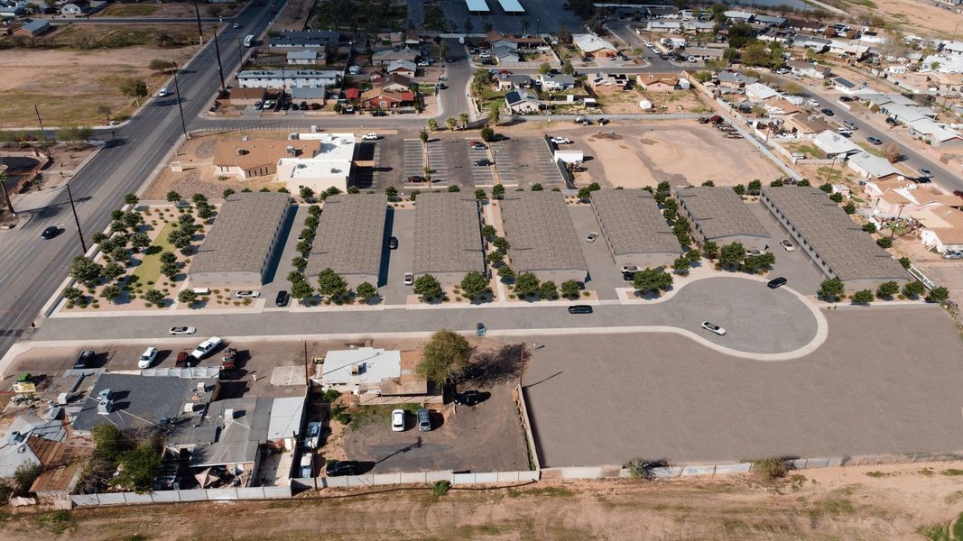 Aerial view of the South Mountain Shadows community in Phoenix, AZ, showing layout and nearby surroundings (Image 3).