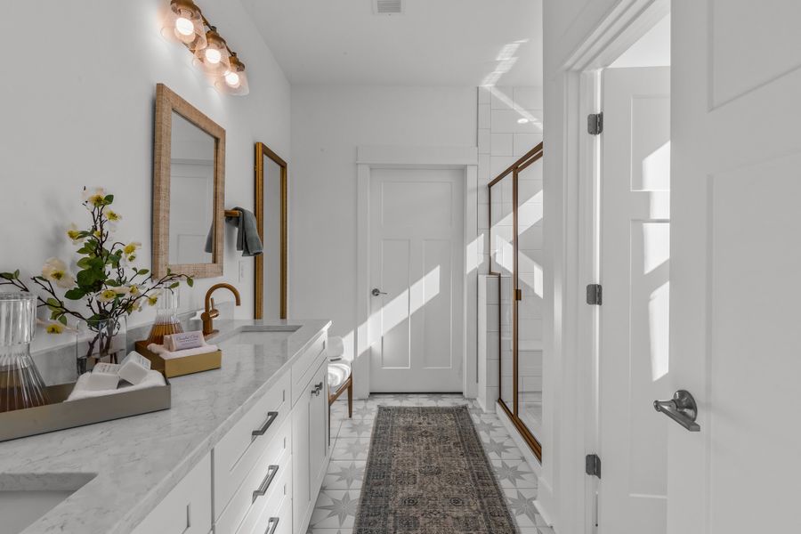 Furnished interior in a model home at Belmont at Albemarle in Hertford (Image 16).