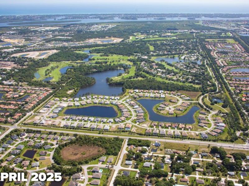 Aerial view of the Bent Pine Preserve community in Vero Beach, FL, showing layout and nearby surroundings (Image 9).