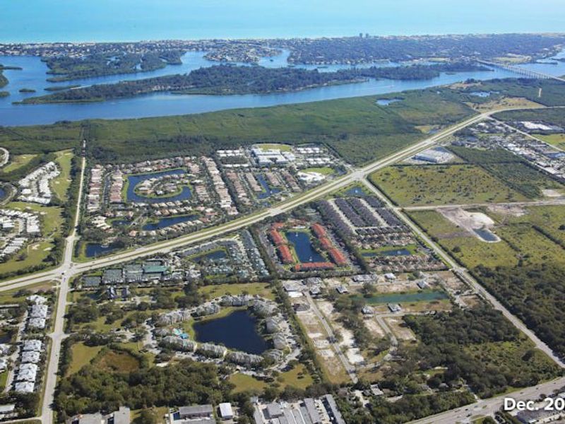 Aerial view of the Lucaya Pointe community in Vero Beach, FL, showing layout and nearby surroundings (Image 19).