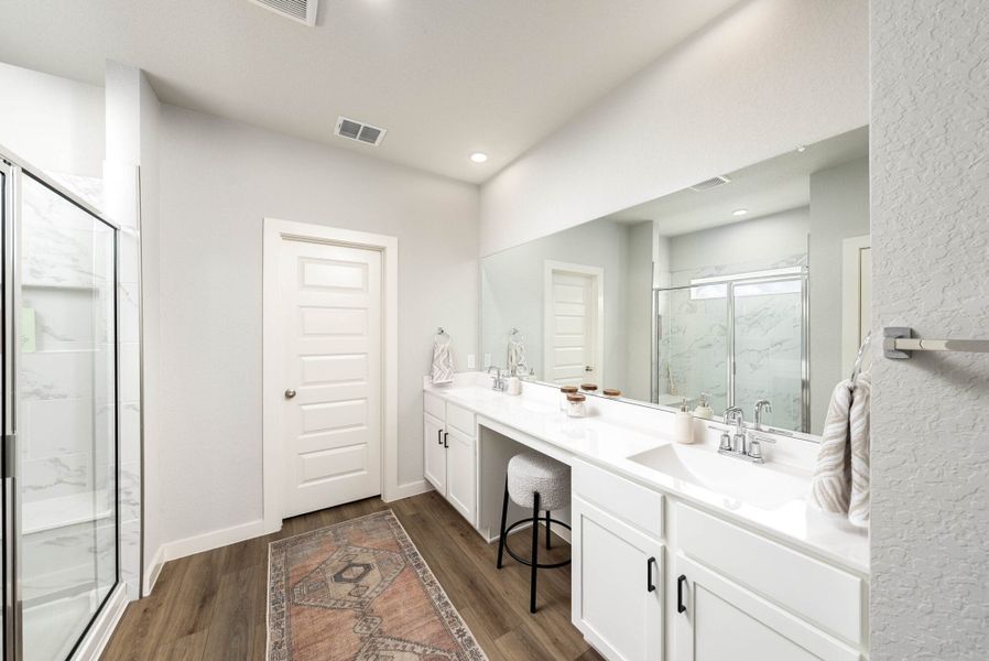 Furnished interior in a model home at Weltner Farms 50’s in New Braunfels (Image 26). Furnished interior in a model home at Weltner Farms 50’s in New Braunfels (Image 26).