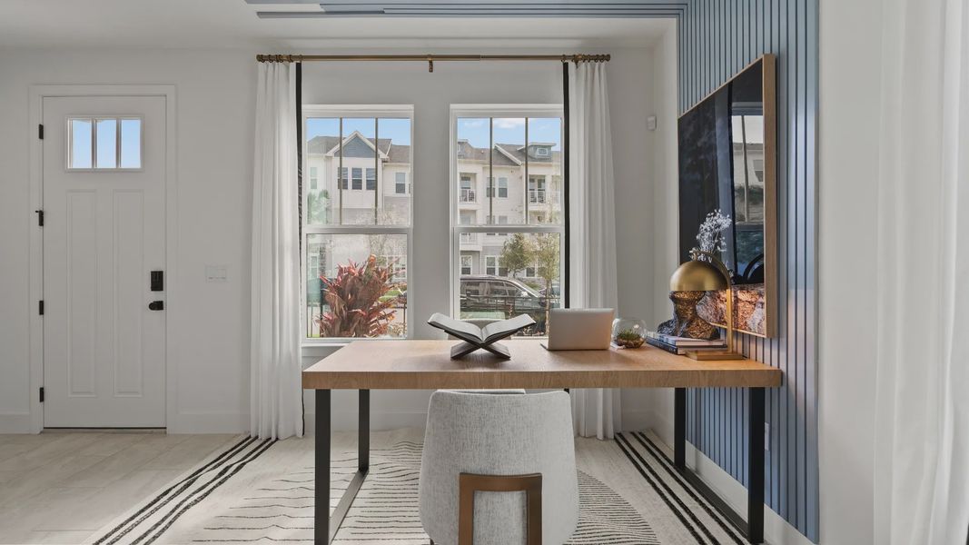 Bright and airy flex room with natural light—perfect for a study at the Lantana in Parkview at Hamlin at DRB Homes.