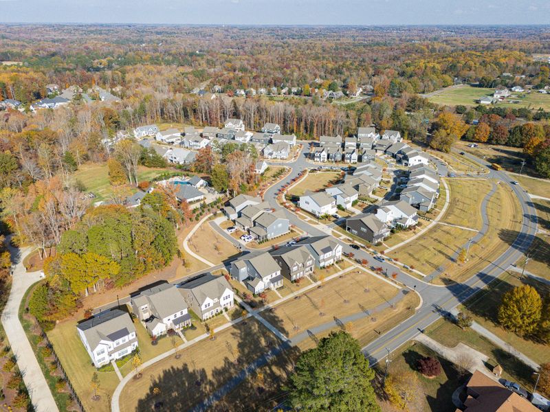 Aerial view of the Mayes Hall community in Davidson, NC, showing layout and nearby surroundings (Image 18).