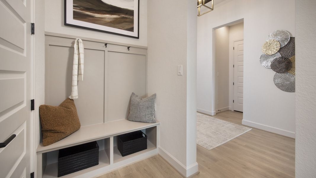 Furnished interior in a model home at Lariat 60' in Liberty Hill (Image 24).