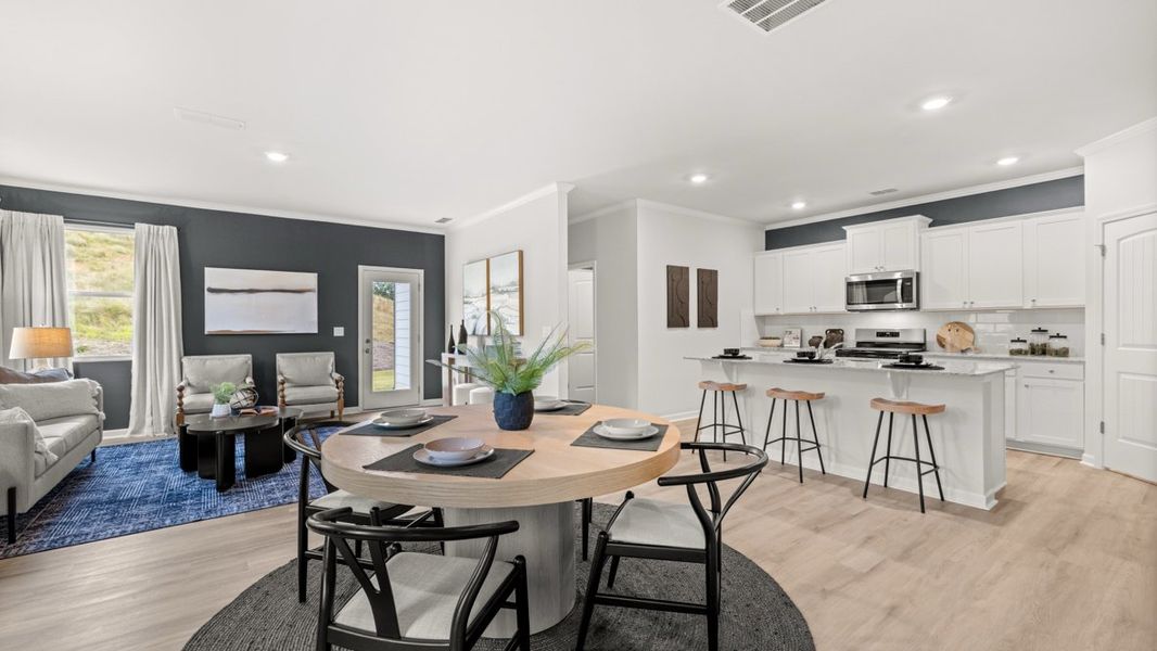 Furnished interior in a model home at Sheffield Highlands in Dallas (Image 5).