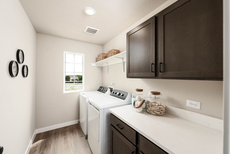 Furnished interior in a model home at Fairway Crossing in Converse (Image 24).