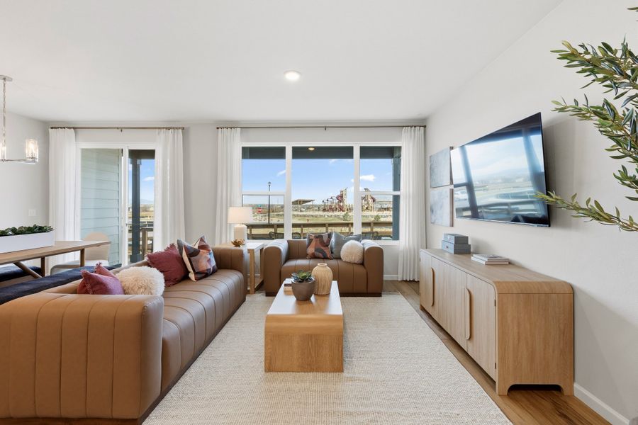 Furnished interior in a model home at Cordovan in Firestone (Image 5).