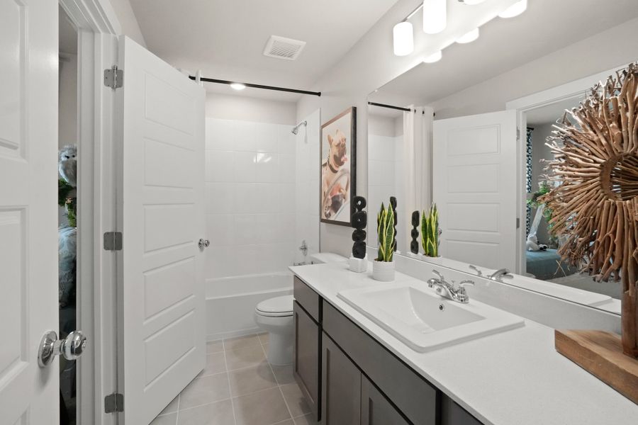 Bathroom in the Lakeside at Tessera Willow model home in Lago Vista TX by Trophy Signature Homes