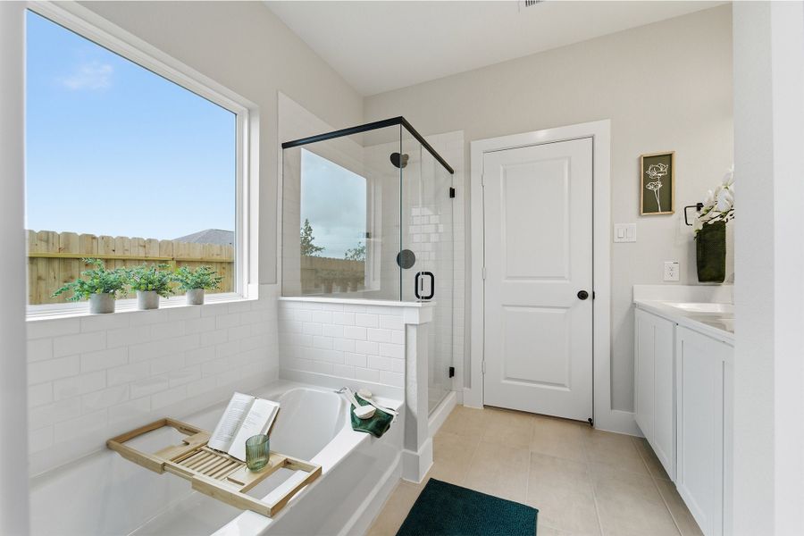 Furnished interior in a model home at Trails at Woodhaven Lakes in La Marque (Image 38).