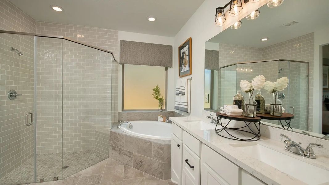 Furnished interior in a model home at Lakes Of Cane Island 45' in Katy (Image 25).