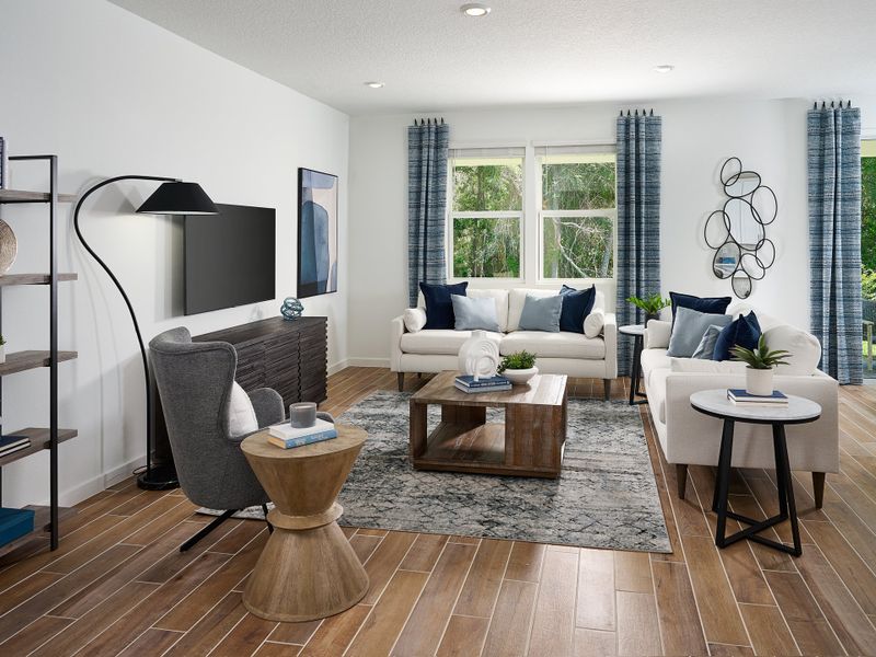 Great Room of the Orchid model at Colbert Landings.