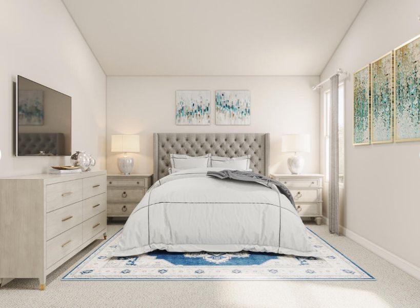 Furnished interior in a model home at Summit Place in Eden (Image 1).