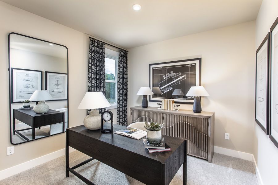 Furnished interior in a model home at Easton Walk in Lawrenceville (Image 6). Furnished interior in a model home at Easton Walk in Lawrenceville (Image 6).