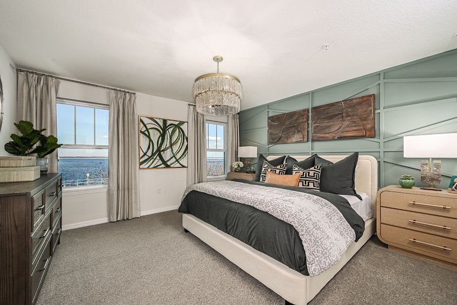 Furnished interior in a model home at Towns at Riverwalk: Lake Monroe TH in Sanford (Image 13).