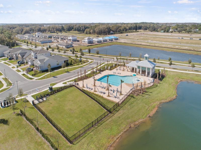 Aerial view of the amenity center at The Reserve at Twin Lakes