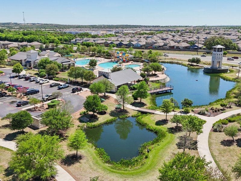 Aerial view of the Kallison Ranch community in San Antonio, TX, showing layout and nearby surroundings (Image 16).