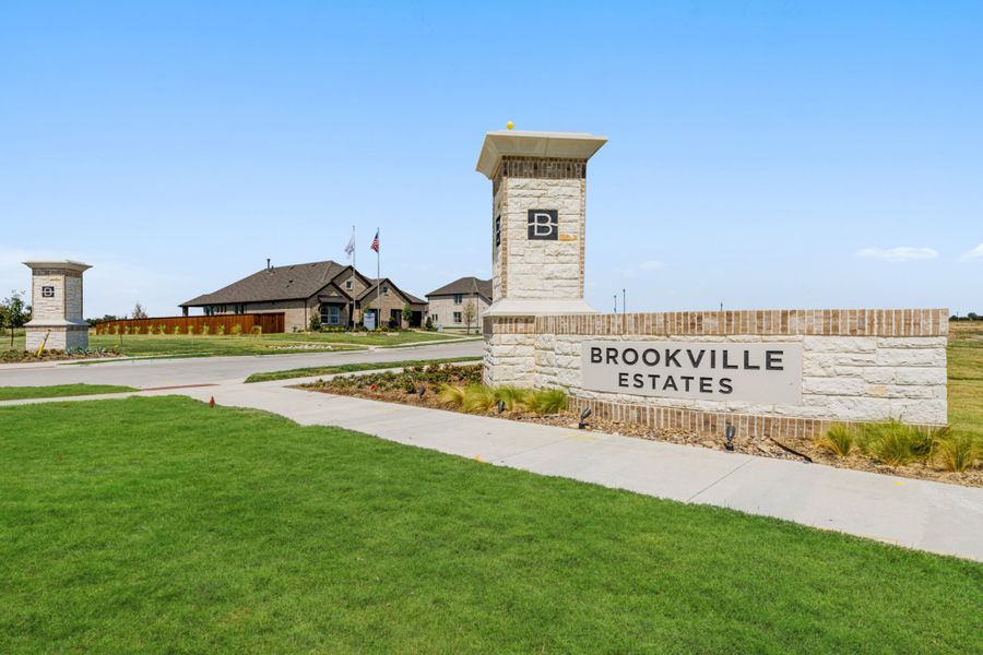Entrance to the Brookville Estates community in Forney, TX, featuring signage and landscaping (Image 2).