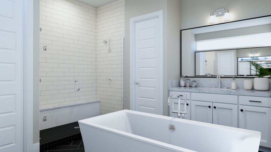 Furnished interior in a model home at The Fairways at RainDance in Windsor (Image 26).