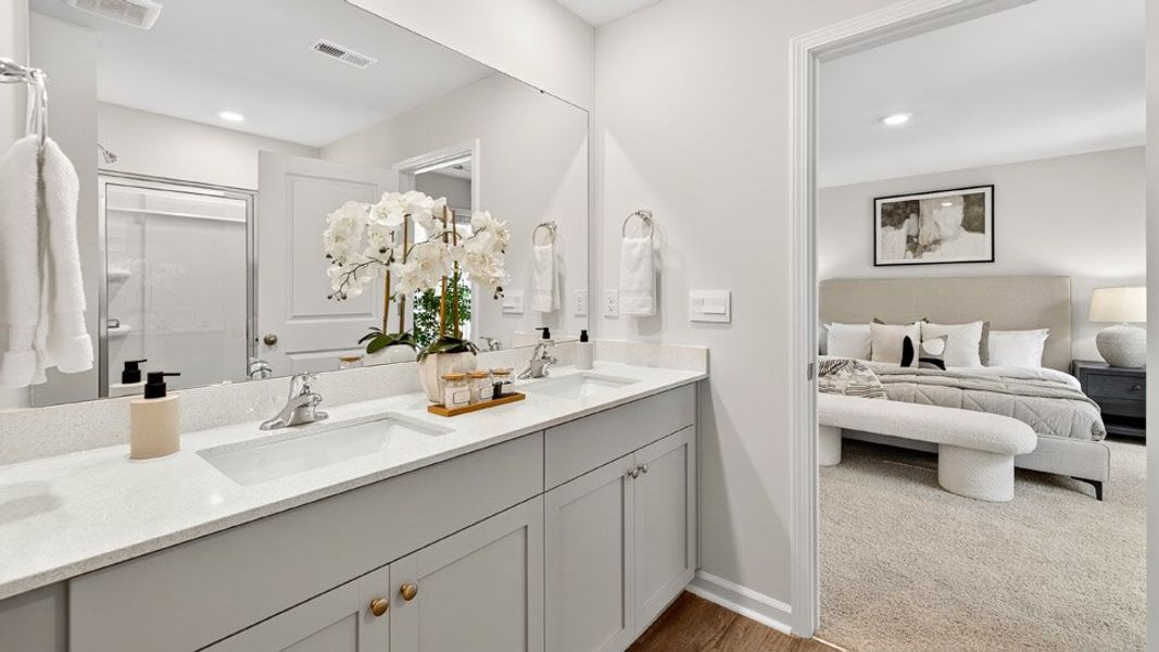 Furnished interior in a model home at Barwell Park in Raleigh (Image 25).