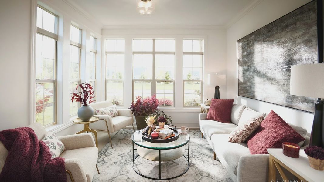 Furnished interior in a model home at The Courtyards at Hodges Farm in Charlotte (Image 13).