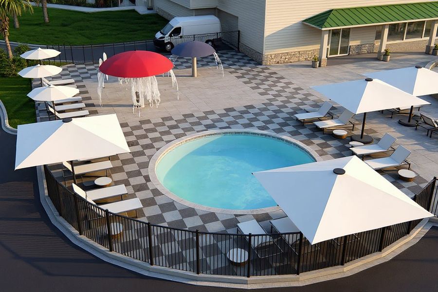 Planned community splash pad and children’s area