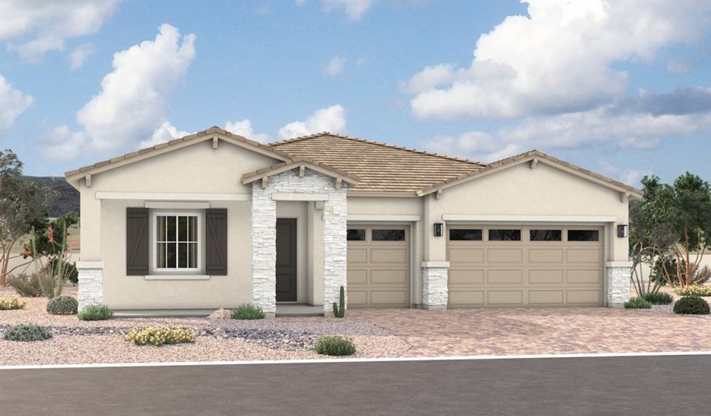 Front exterior of a home in the Portfolio at Kimura Gardens community, located in Phoenix, AZ (Image 6).