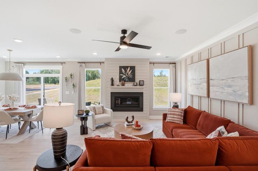 Furnished interior in a model home at Enclave at Riverdale in Huntersville (Image 13). Furnished interior in a model home at Enclave at Riverdale in Huntersville (Image 13).