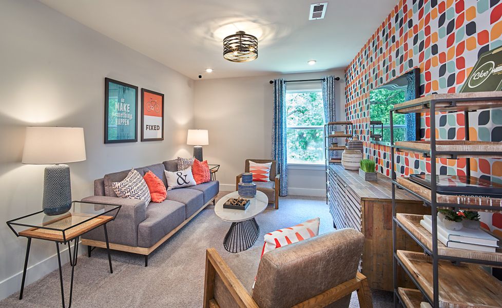 Furnished interior in a model home at Friendship Village Townes in Apex (Image 9).