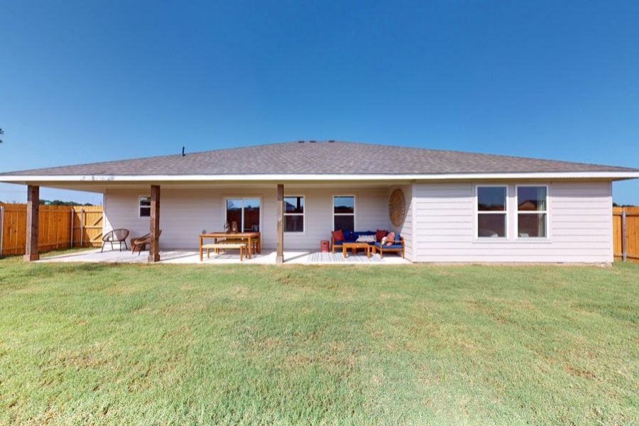 A house with a lawn.