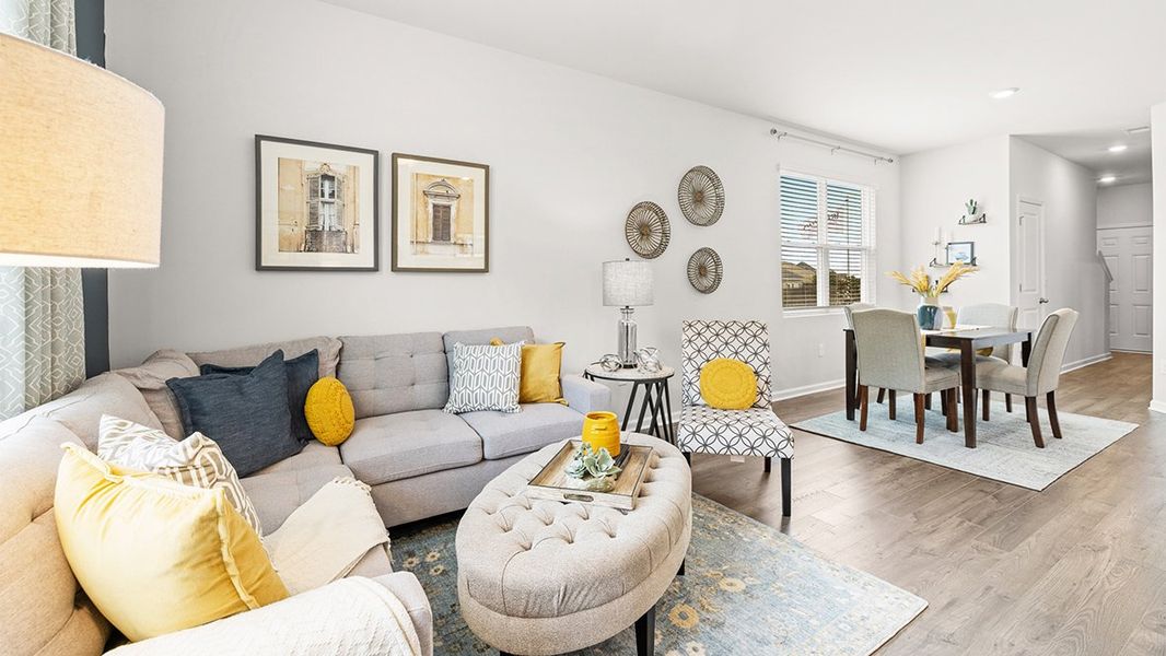 Furnished interior in a model home at The Parish at Flat Rock Townhomes in Graniteville (Image 12).
