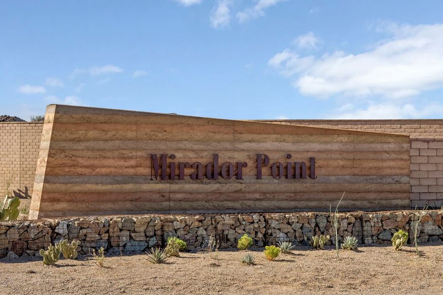 Entrance to the Mirador Point community in Tucson, AZ, featuring signage and landscaping (Image 2).