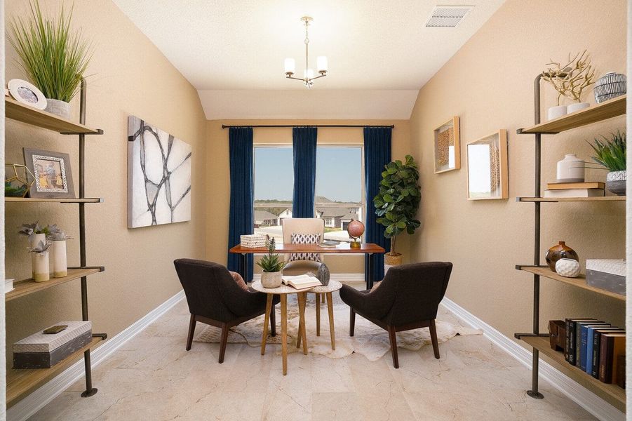 Furnished interior in a model home at Kinder Gale 65’s at Kinder Ranch in San Antonio (Image 20). Furnished interior in a model home at Kinder Gale 65’s at Kinder Ranch in San Antonio (Image 20).