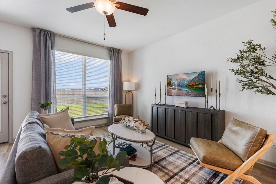 Furnished interior in a model home at Eastern Wells in Jarrell (Image 26). Furnished interior in a model home at Eastern Wells in Jarrell (Image 26).