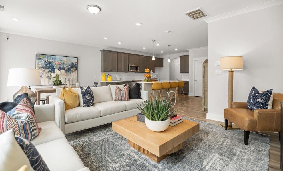 Furnished interior in a model home at Villas at Dawsonville Townhomes in Dawsonville (Image 11). Furnished interior in a model home at Villas at Dawsonville Townhomes in Dawsonville (Image 11).