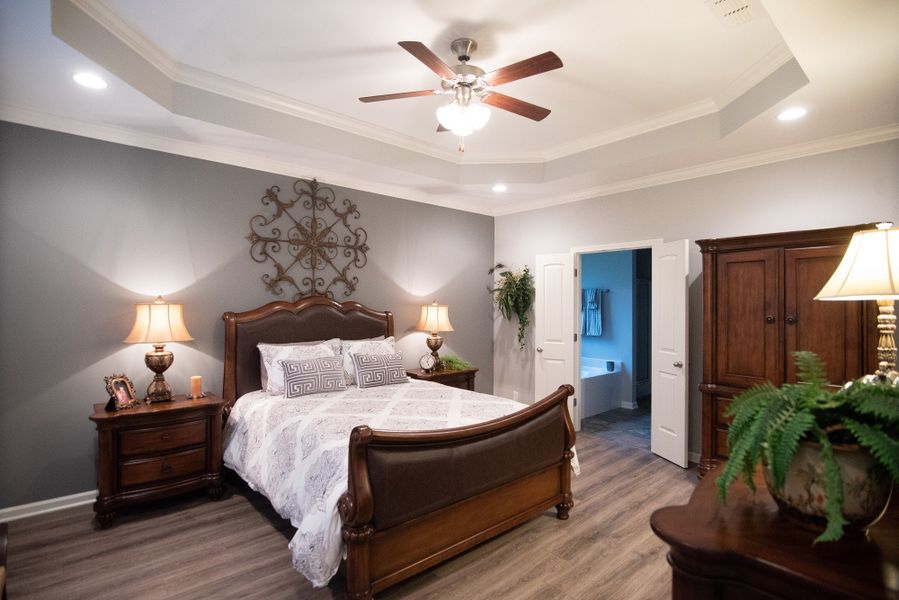 Tray ceilings in the primary bedroom